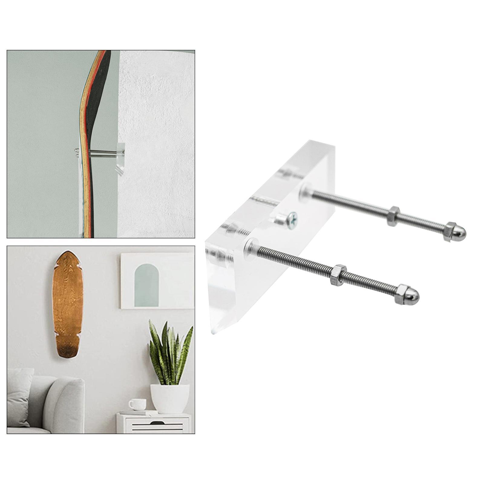 Skateboard Wall Mount Hanging Longboard Display Garage Rack Holder Clear