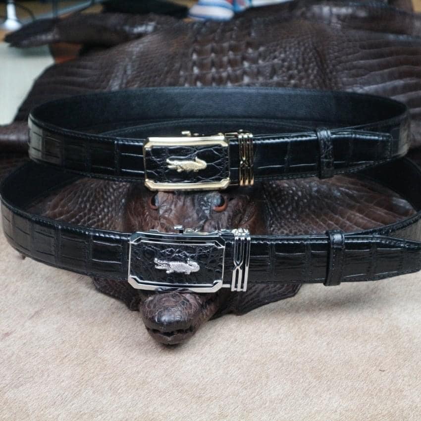 Hình ảnh Thắt Lưng Nam Da Cá Sấu Thật KEM Leather [HÀNG CAO CẤP] Dây Nịt Da Cá Sấu Thật Dây Liền Nguyên Con Phần Da Bụng Trơn Màu Đen Cao Cấp KEMTL01 Bảo Hành Chính Hãng 24 Tháng