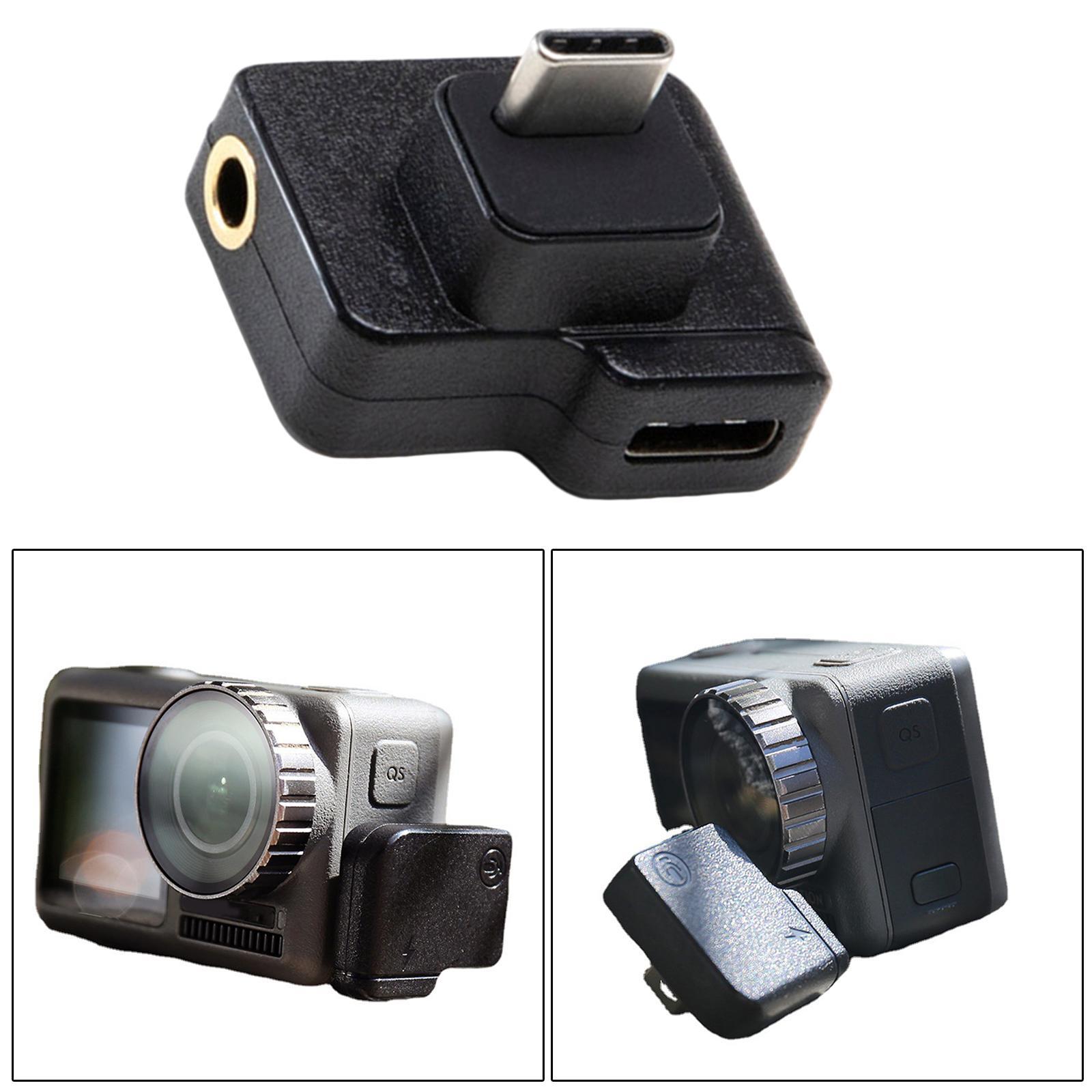 Mic Adapter Microphone 3.5mm/USB-C Adapter for Action Camera TRS Plug