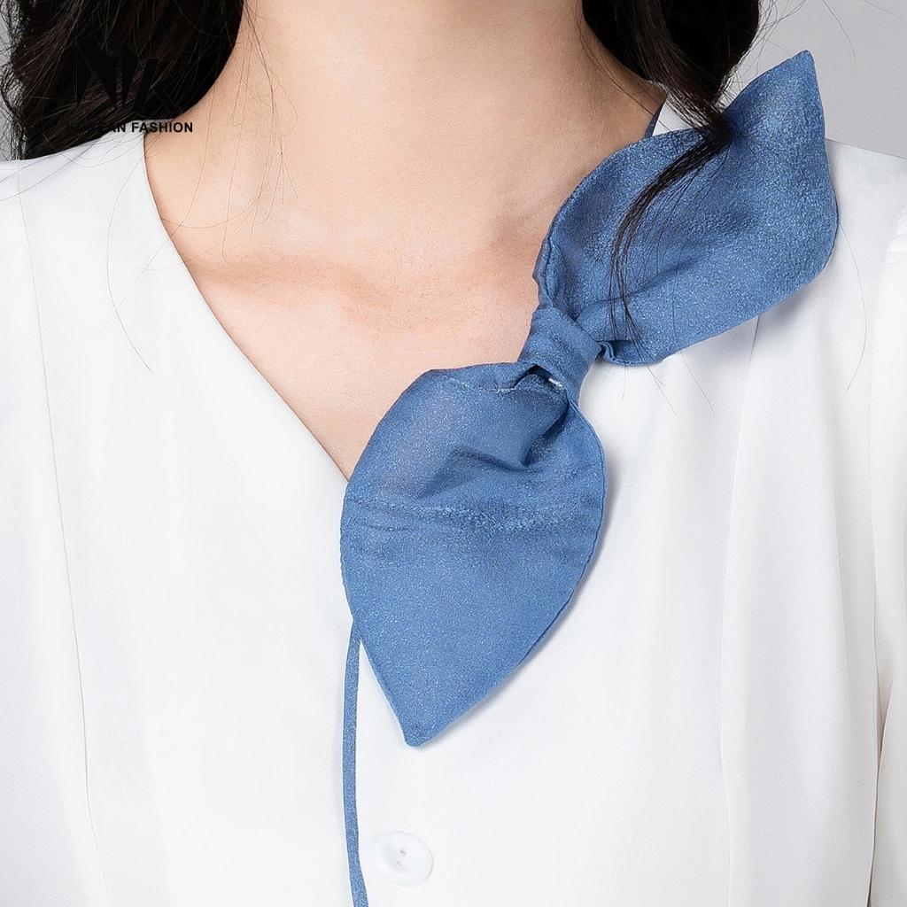 Áo Sơ Mi Nữ Cổ Tim UK Fashion Phối Hoa Dây Ngực Độc Đáo, Kiểu Dáng Điệu Đà Trẻ Trung NKSM2110009