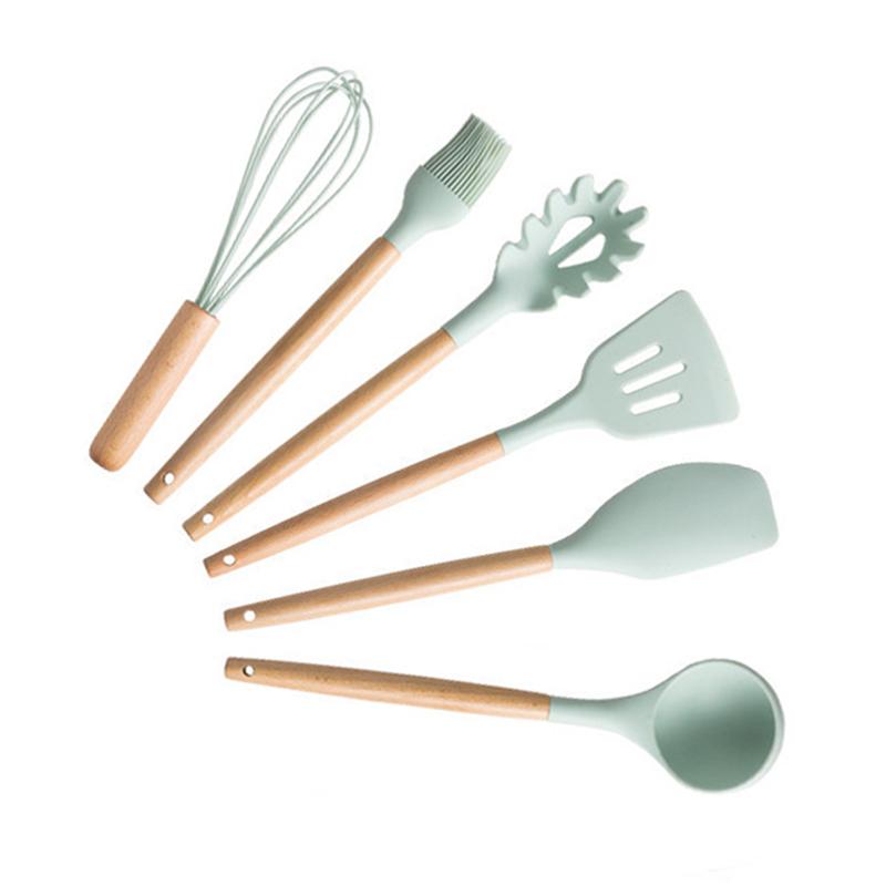 Màu Trắng Sữa Nấu Ăn Bộ Dụng Cụ Chống Nhiệt Độ Cao Không Dính Silicone Vật Dụng Nhà Bếp Bộ Nồi Đồ Dùng Nhà Bếp Mới Nhất