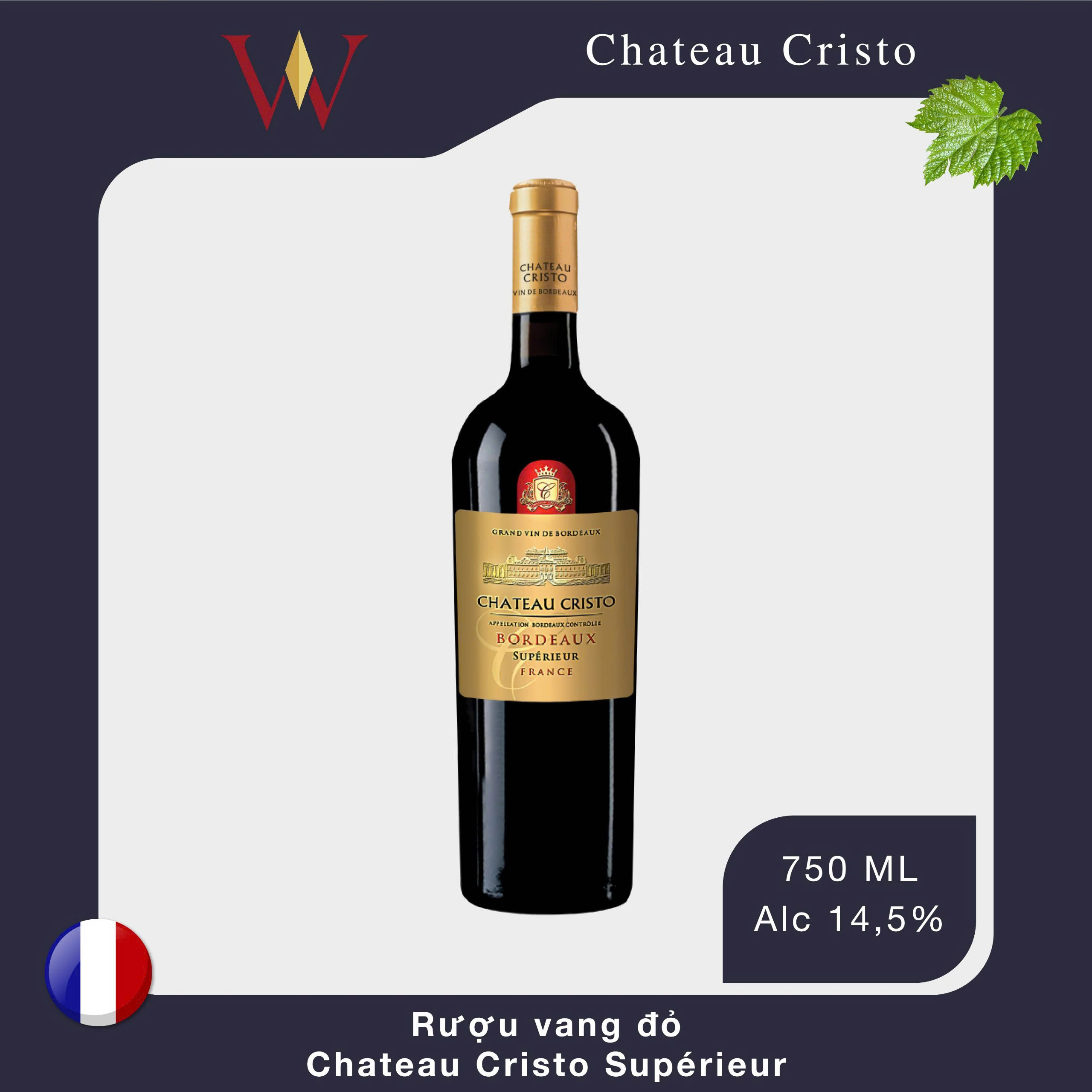 Rượu vang đỏ Chateau Cristo Superieur 750ml 14,5 %