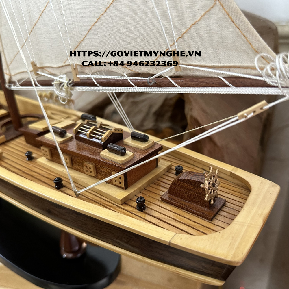 Mô hình du thuyền gỗ trang trí du thuyền Bluenose - Quà tặng thủ công mỹ nghệ trang trí-Thân tàu dài 60cm -Gỗ tự nhiên