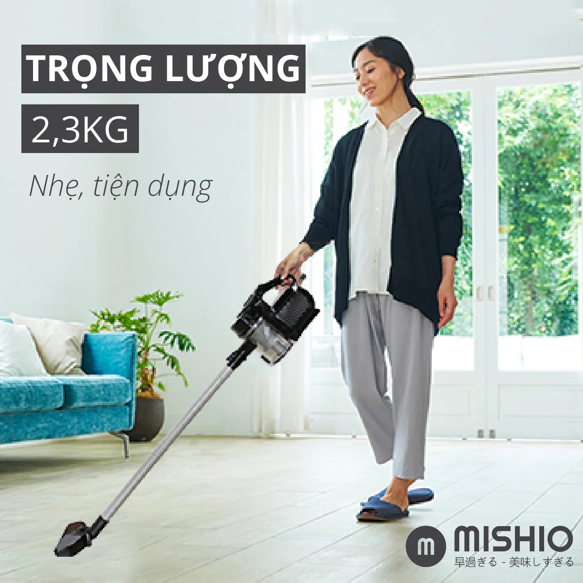 Máy hút bụi cầm tay 800W Mishio MK249 công nghệ lốc xoáy màu đen