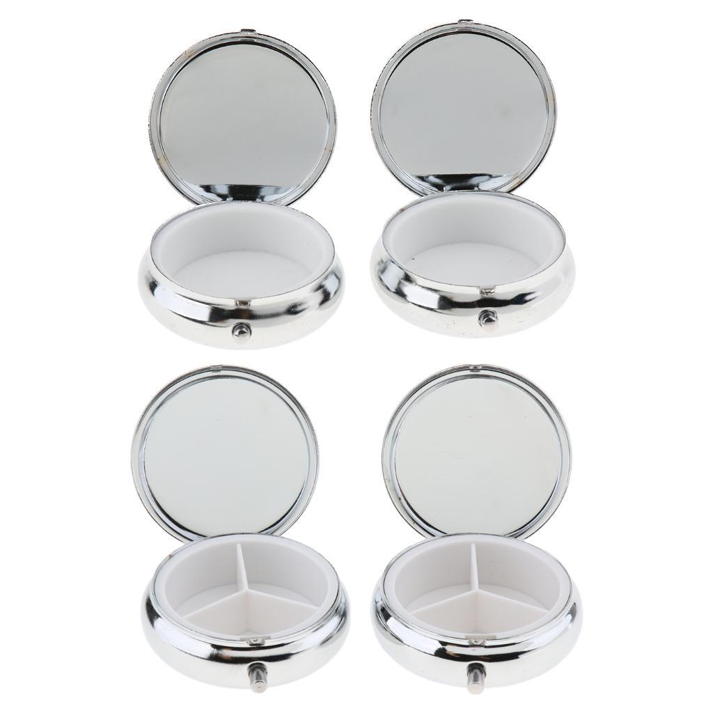 Mini Metal Pill Case, Pill Box，Travel Medicine Vitamin Organizer for Pocket or Purse（4 Pack)