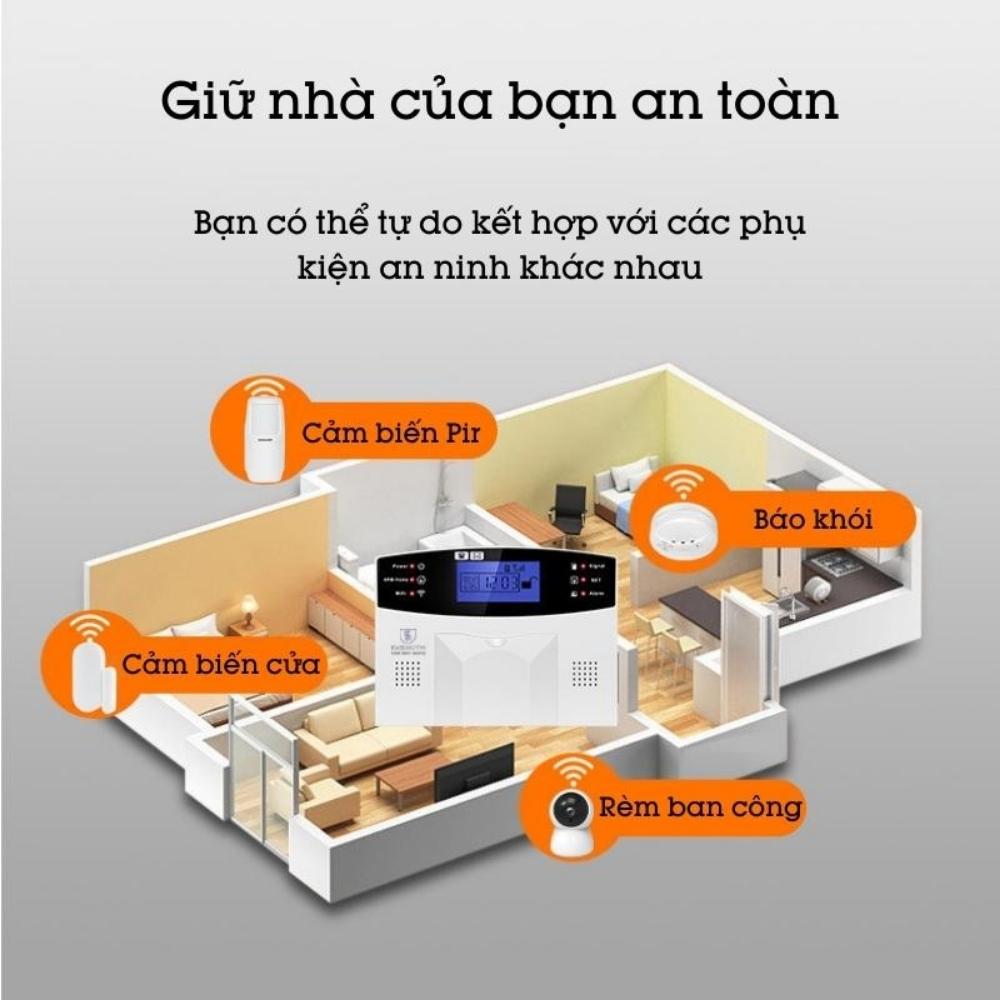 Bộ thiết bị báo trộm qua điện thoại trung tâm báo động chống trộm dùng sim + wifi Exsmith ES1719