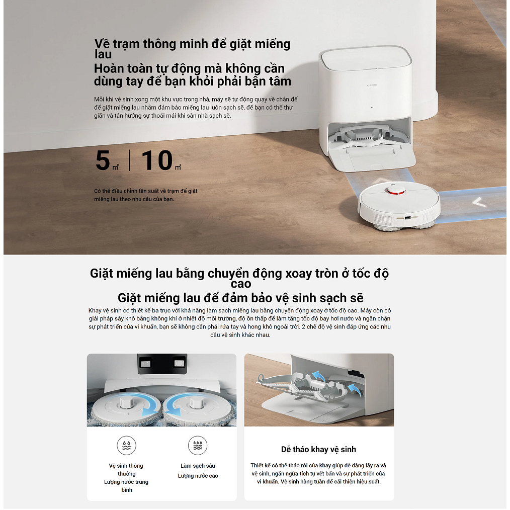 Robot Hút Bụi Lau Nhà Xiaomi Mijia M30s 2025, Xòe Giẻ Giặt Nước Nóng 70 Độ, Chổi Cắt Hạn Chế Rối Lực Hút 7300 Pa - Hàng Nhập Khẩu