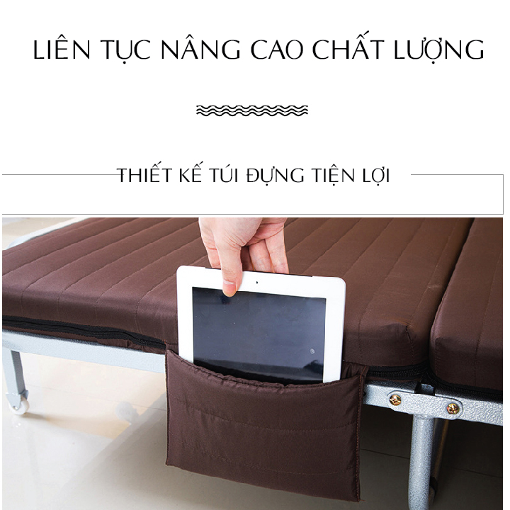 Giường gấp văn phòng ngủ trưa khung thép chịu lực -Giường Ngủ Cá Nhân Có Nệm Gấp Xếp Gọn Cao Cấp ( R 65 x D 180 )