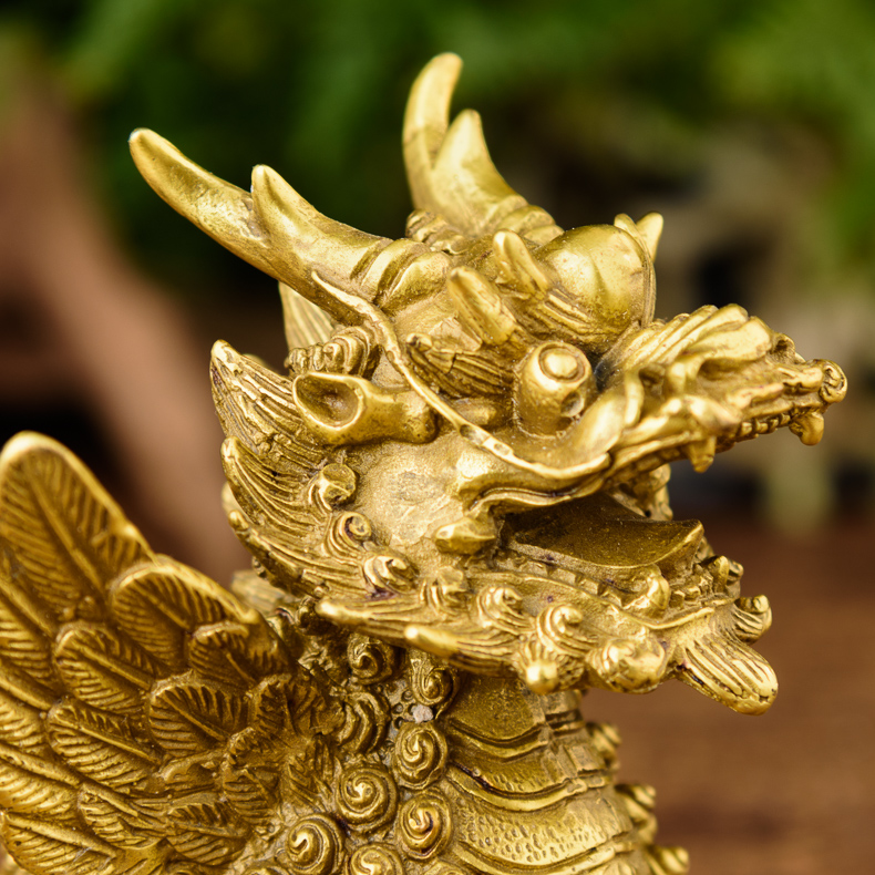 Tượng tỳ hưu cánh hóa rồng bằng đồng thau phong thủy Hồng Thắng