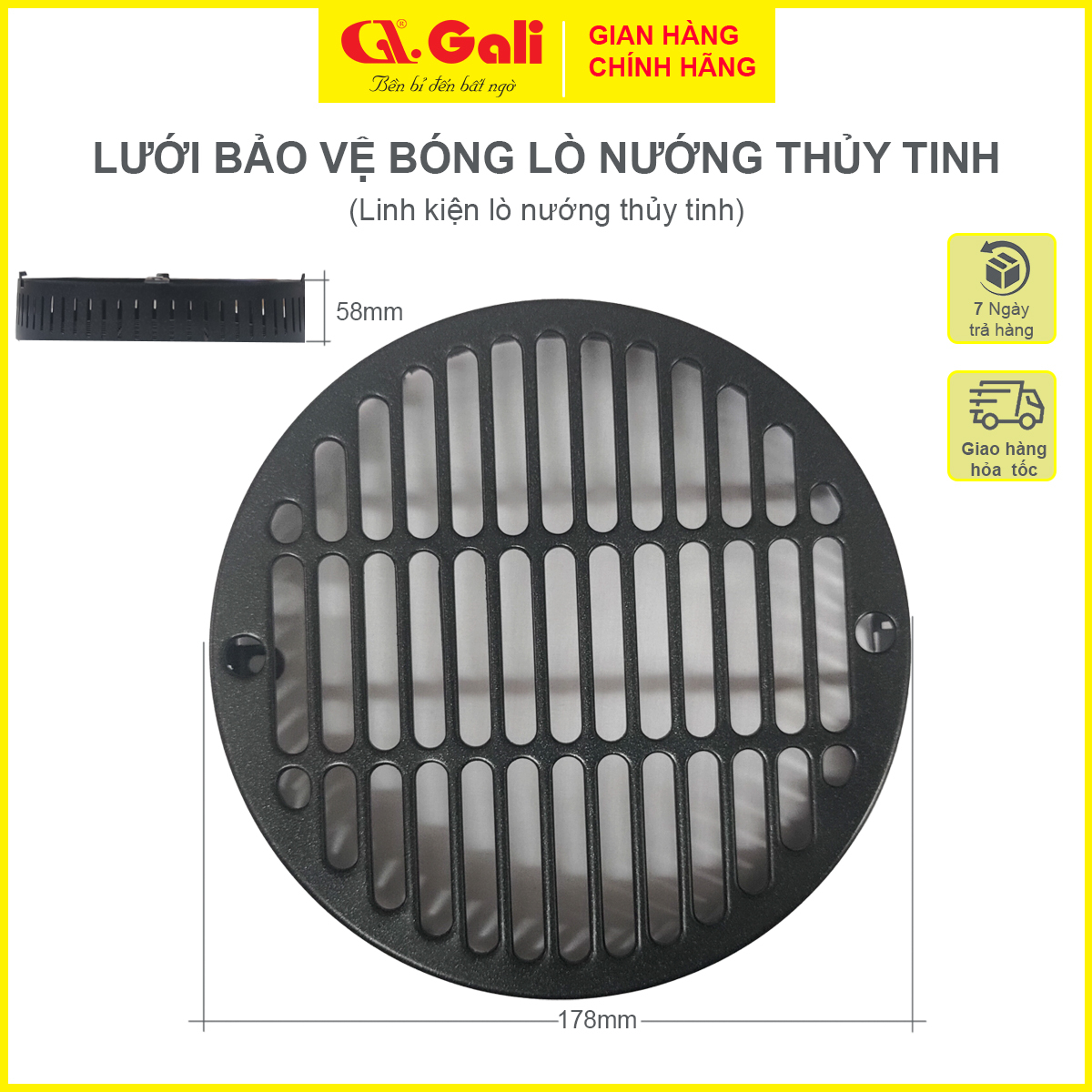 Lò nướng thủy tinh, linh kiện role, timer, bóng halogen, cánh quạt, motor, mâm đỡ, lưới inox, hàng chính hãng Gali