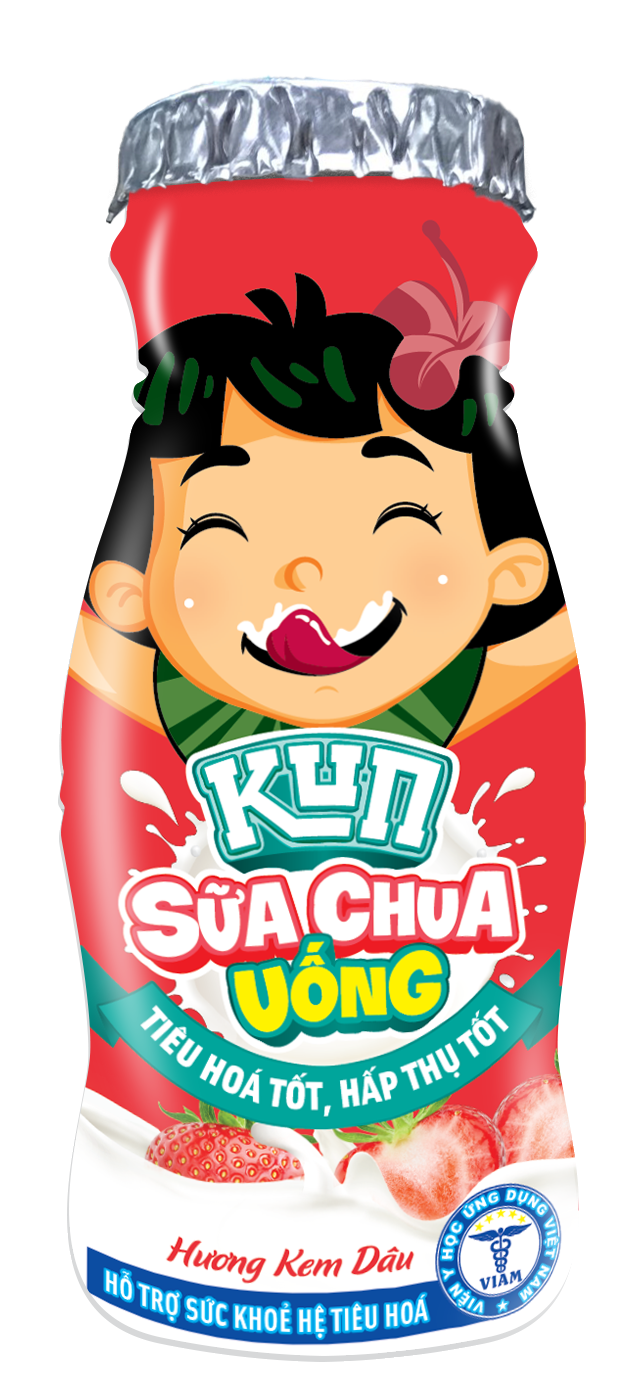 Kun sữa chua Uống hương kem dâu thùng 48 chai x 85ml