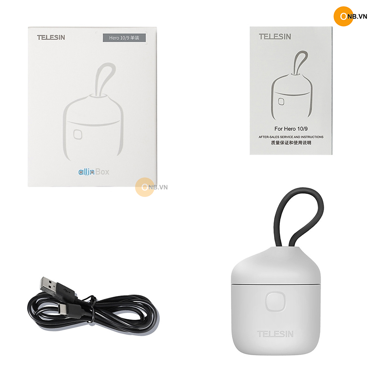 Hộp sạc Telesin Allin Box pin Gopro 11 10 vỏ silicon chống nước