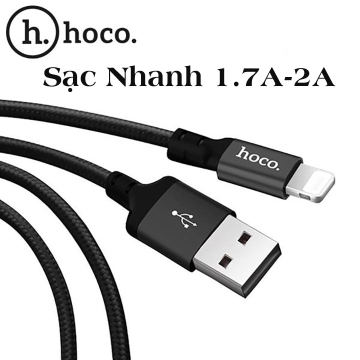 Cáp Sạc Iphone hoco x14 Sạc Nhanh 2A - Dây Sạc Bọc dù chống đứt, chống rối tiện lợi cho mọi dòng máy - Dành cho IOS - Hàng Nhập Khẩu