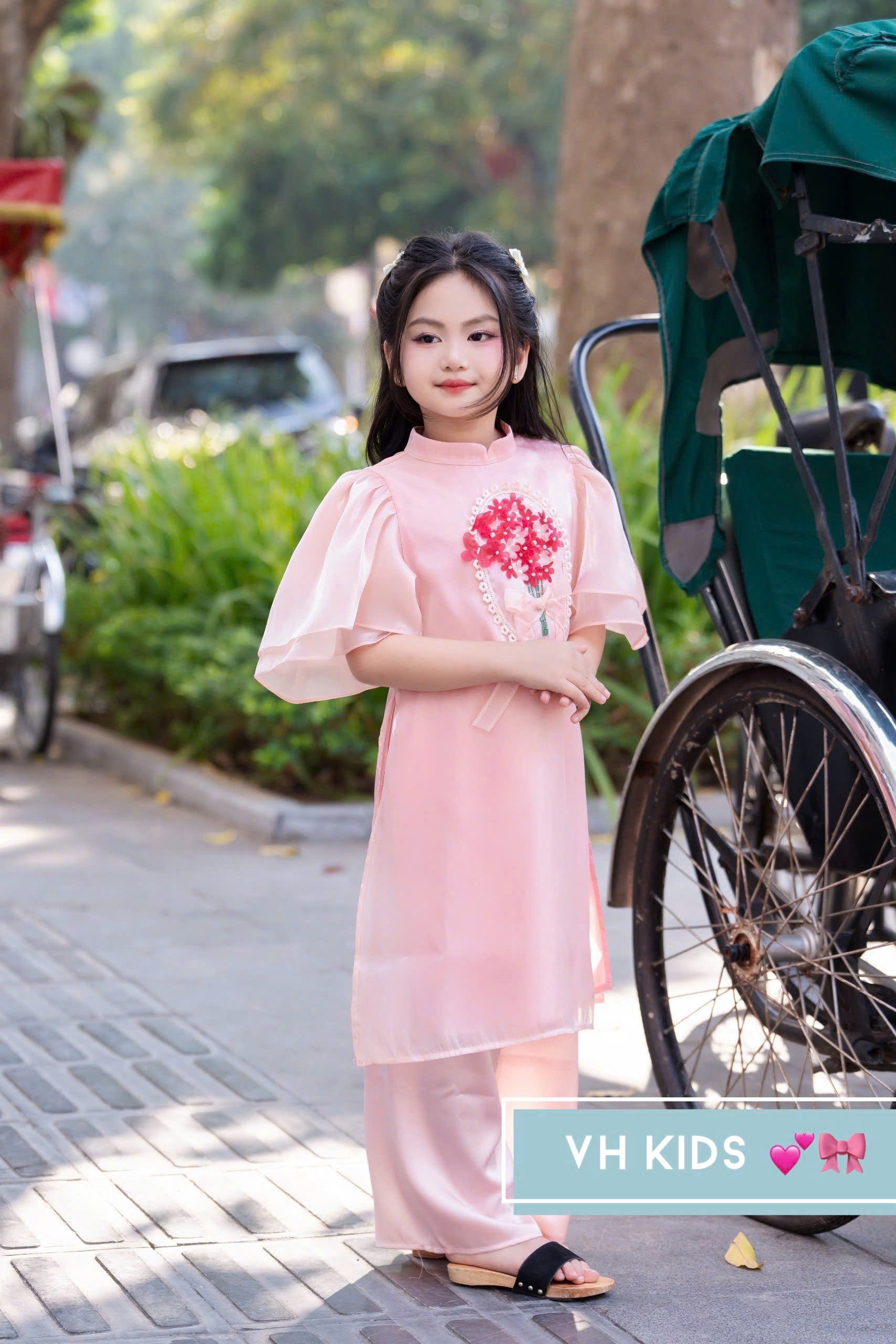 Bộ áo dài tết cho bé gái mẫu hoa mùa xuân xinh xắn diện lễ tết noel giáng sinh năm mới  từ 10-45kg hàng thiết kế cao cấp