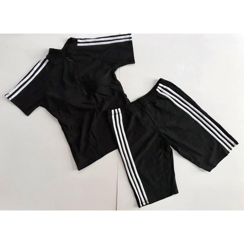 Đồ bơi học sinh nữ tay ngắn quần lửng kín đáo- Bikini đi biển big size 2 mảnh quần short- shopnabi TN2MSL_3SOC