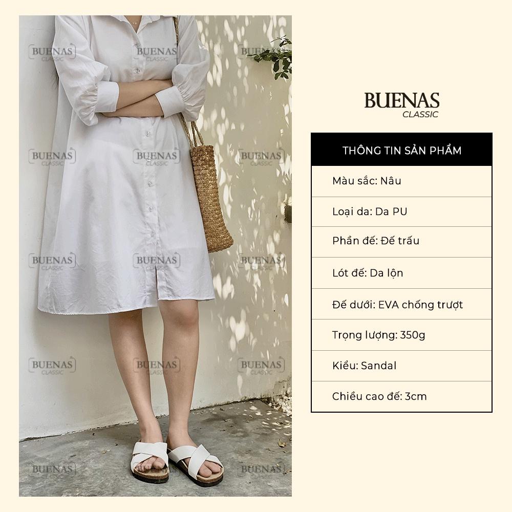Dép đế trấu nam nữ unisex birken quai chéo Buenas - BU03