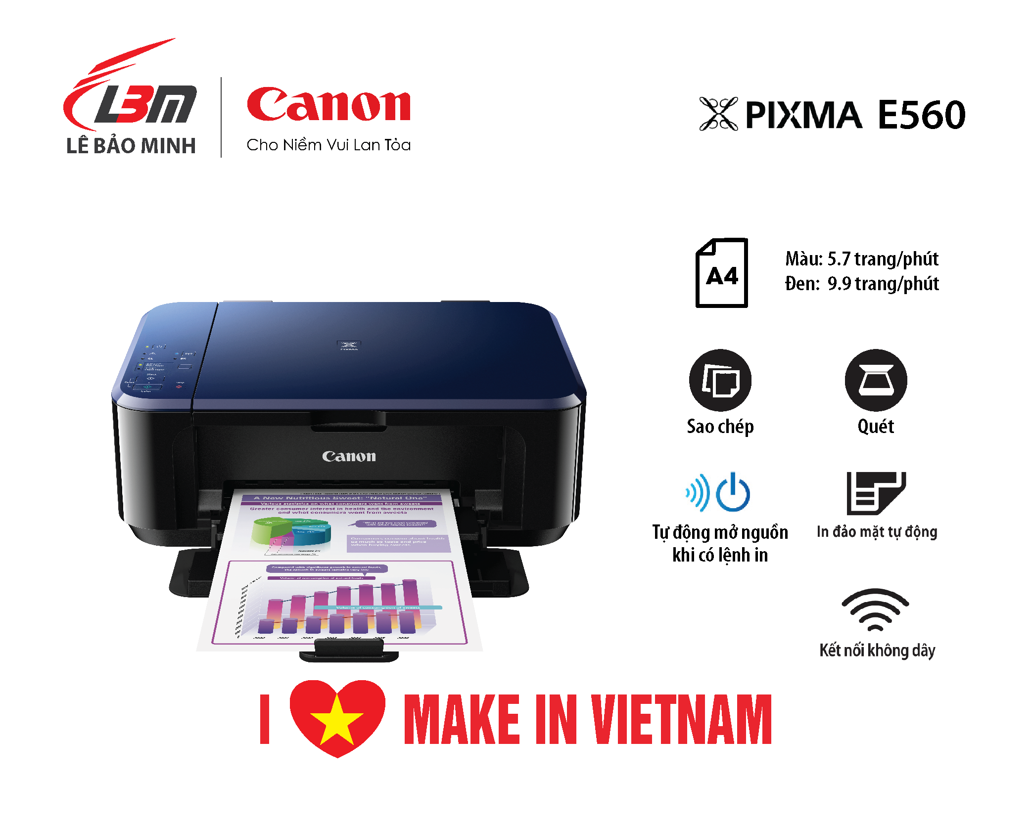 Máy in phun đa chức năng Canon E560- Hàng chính hãng