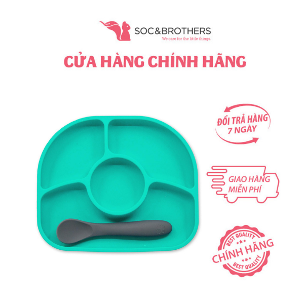 Bộ khay ăn kèm thìa silicone (FDA) Bbluv Yumi