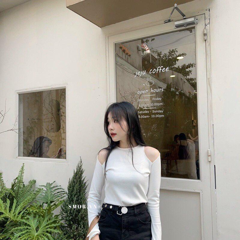 Áo Thun Tay Dài Khoét Vai