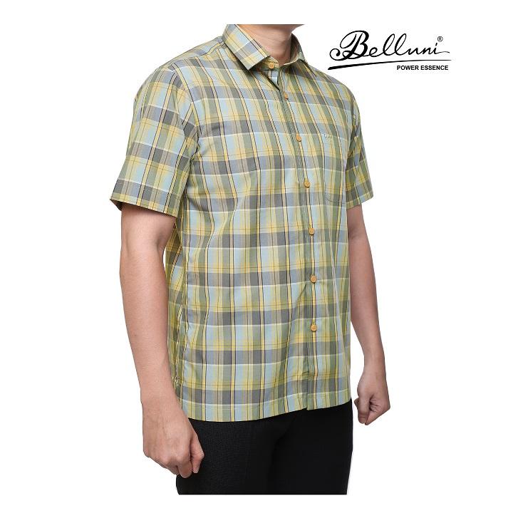 Áo sơ mi nam ngắn tay BELLUNI chất tre vải sọc caro mới lạ - ABN.BP.BE.202.YG4