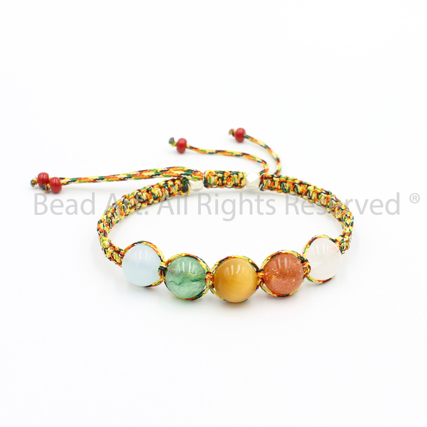 Vòng Tay Thắt Dây Ngũ Sắc Ngũ Hành, 5 Loại Đá Thiên Nhiên, Vòng Tay Phong Thuỷ, Mọi Cung Mệnh - Bead Art