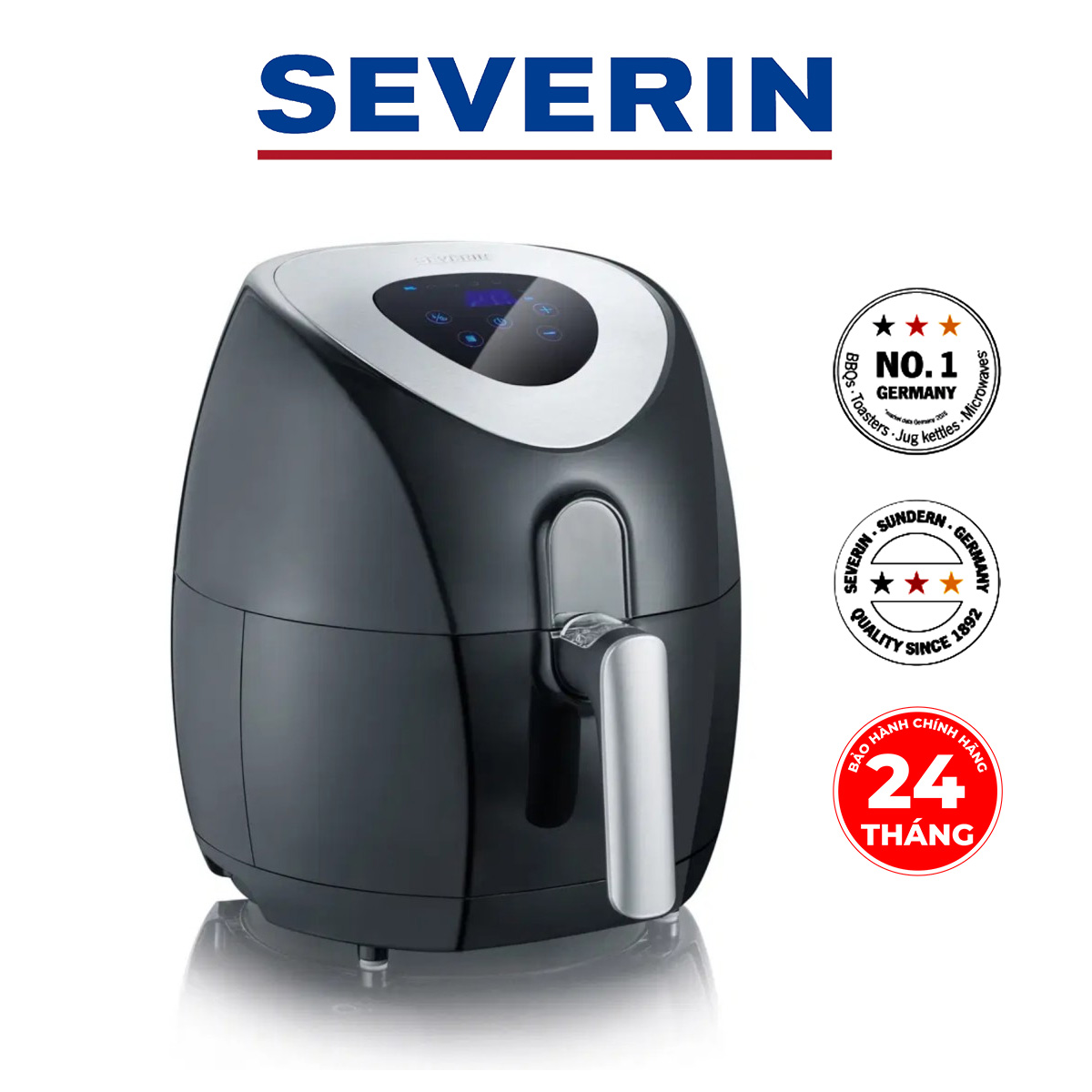 Nồi chiên không dầu Severin FR2430, hàng chính hãng Đức. Hạn chế lượng dầu, tiện lợi với 6 chế độ cài đặt sẵn. Khóa an toàn tránh rơi vỡ khi lấy rổ rán ra. Rổ rán và tay cầm chống dính dễ vệ sinh. Bảo hành chính hãng 24 tháng.