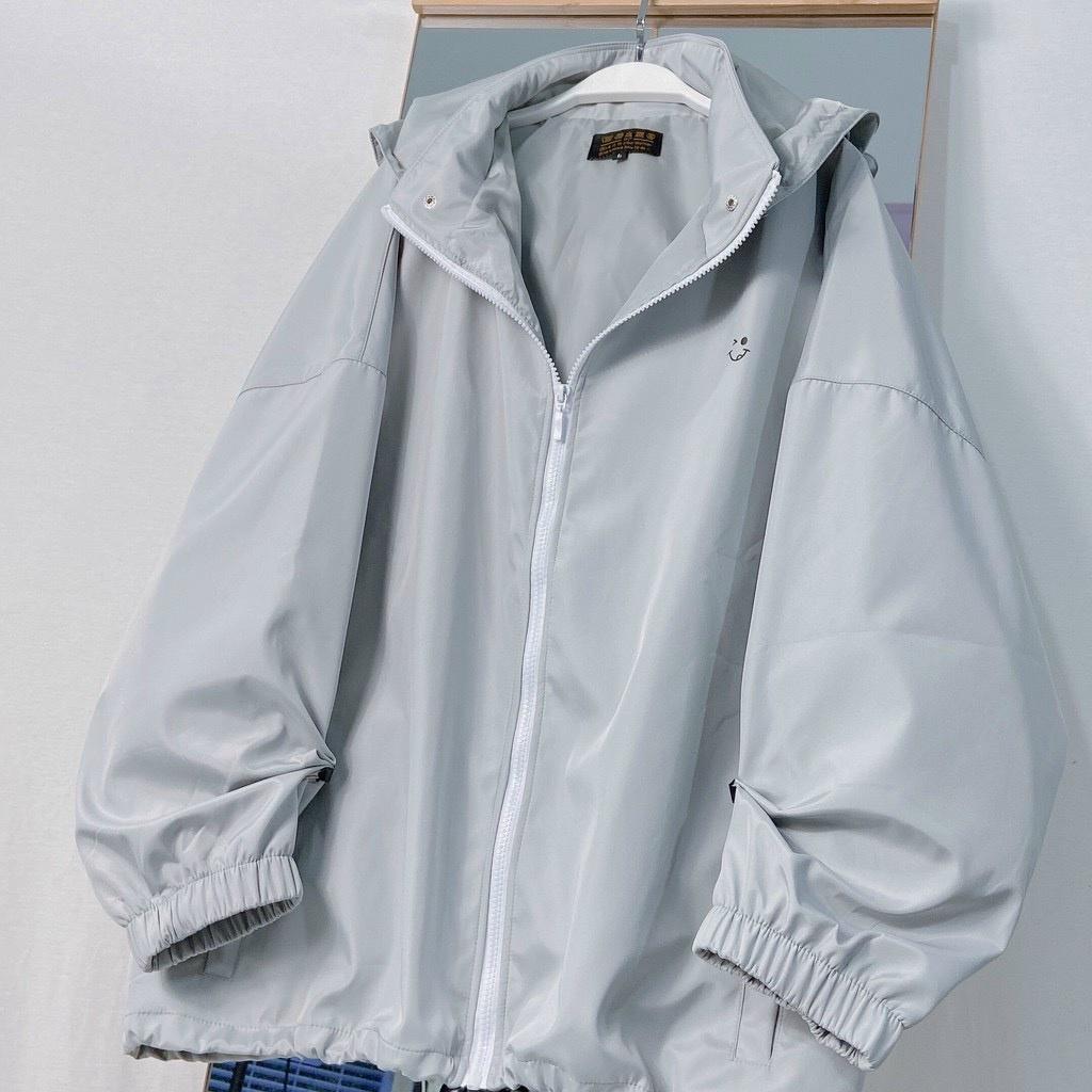 Áo Khoác dù Mặt cười jacket ulzzang unisex Nón Rời form rộng Hàn Quốc