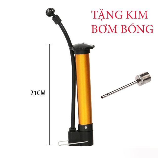 Dụng Cụ Bơm Bóng Đá Loại Xịn Cao Cấp Màu Vàng - Tặng 2 Đầu Kim Bơm