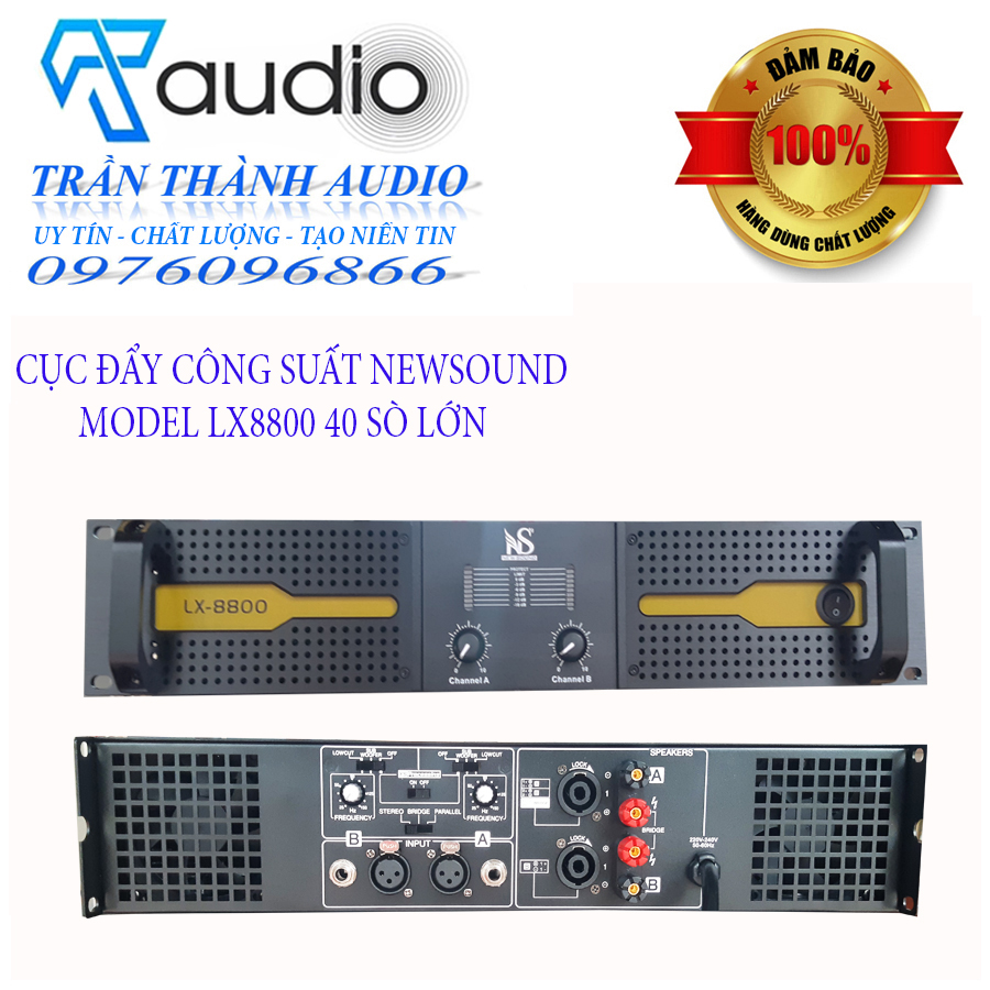 Cục Đẩy Công Suất 2 Kênh LX8800 40 sò lớn 1800W đánh full bass 30-40,hàng chính hãng nhập khẩu  2023,tặng jac kết nối