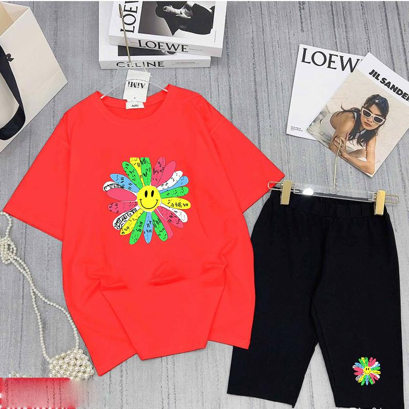 Bộ cộc tay bé gái 30kg-50kg Set bộ cotton bé gái 5 tuổi-14 tuổi 15-45kg KIDS GENZ