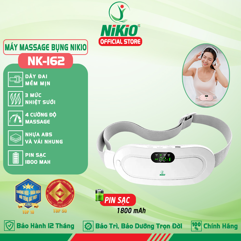 Máy massage bụng Nikio NK-162 - Công nghệ rung thư giãn kết hợp nhiệt sưởi ấm, giảm đau bụng kinh hiệu quả