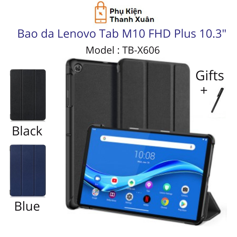 Bao da dành cho Lenovo Tab M10 FHD Plus TB-X606 - Gập dựng được- Tặng kèm bút