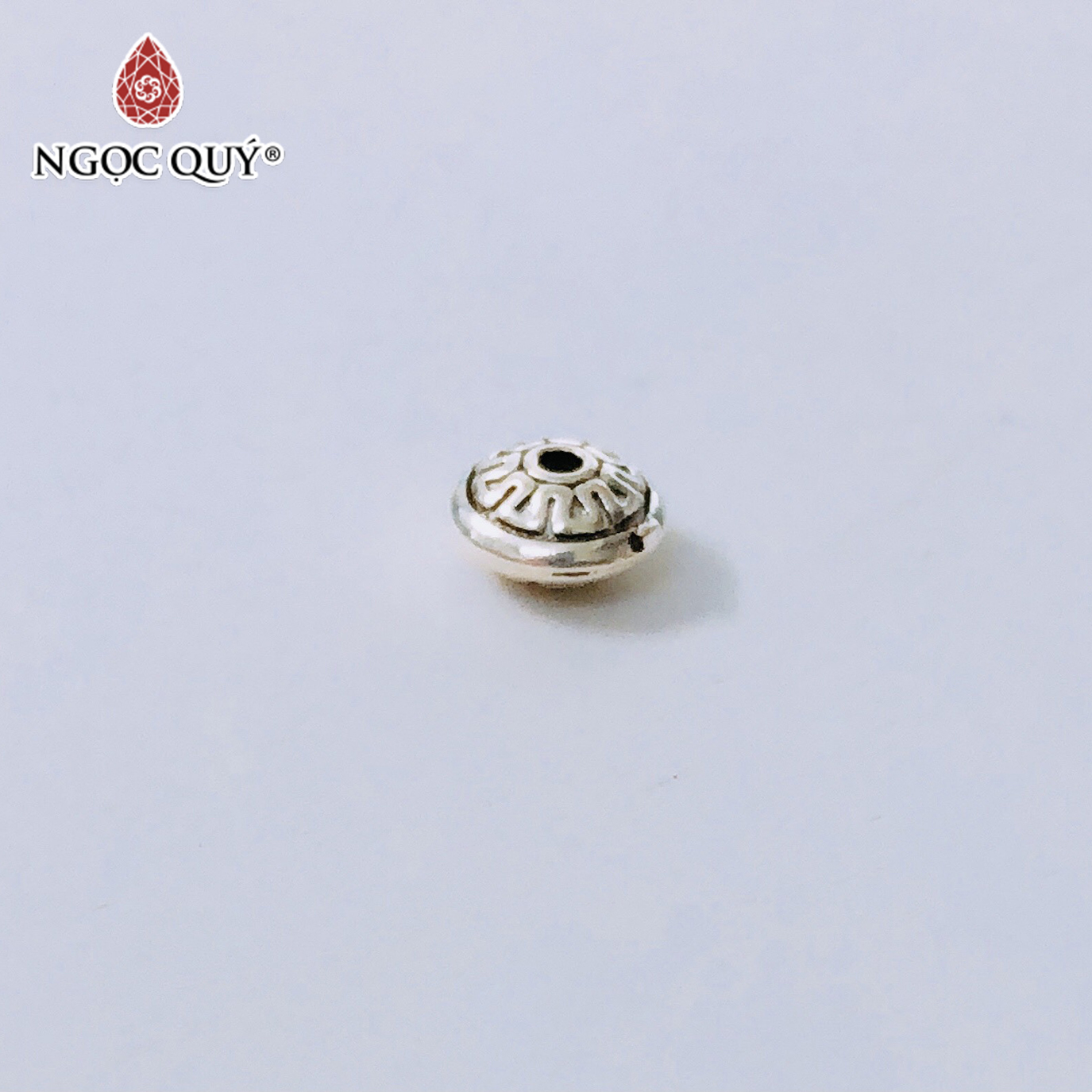 Combo 4 cái charm bạc chặn hạt hình đĩa bay họa tiết - Ngọc Quý Gemstones