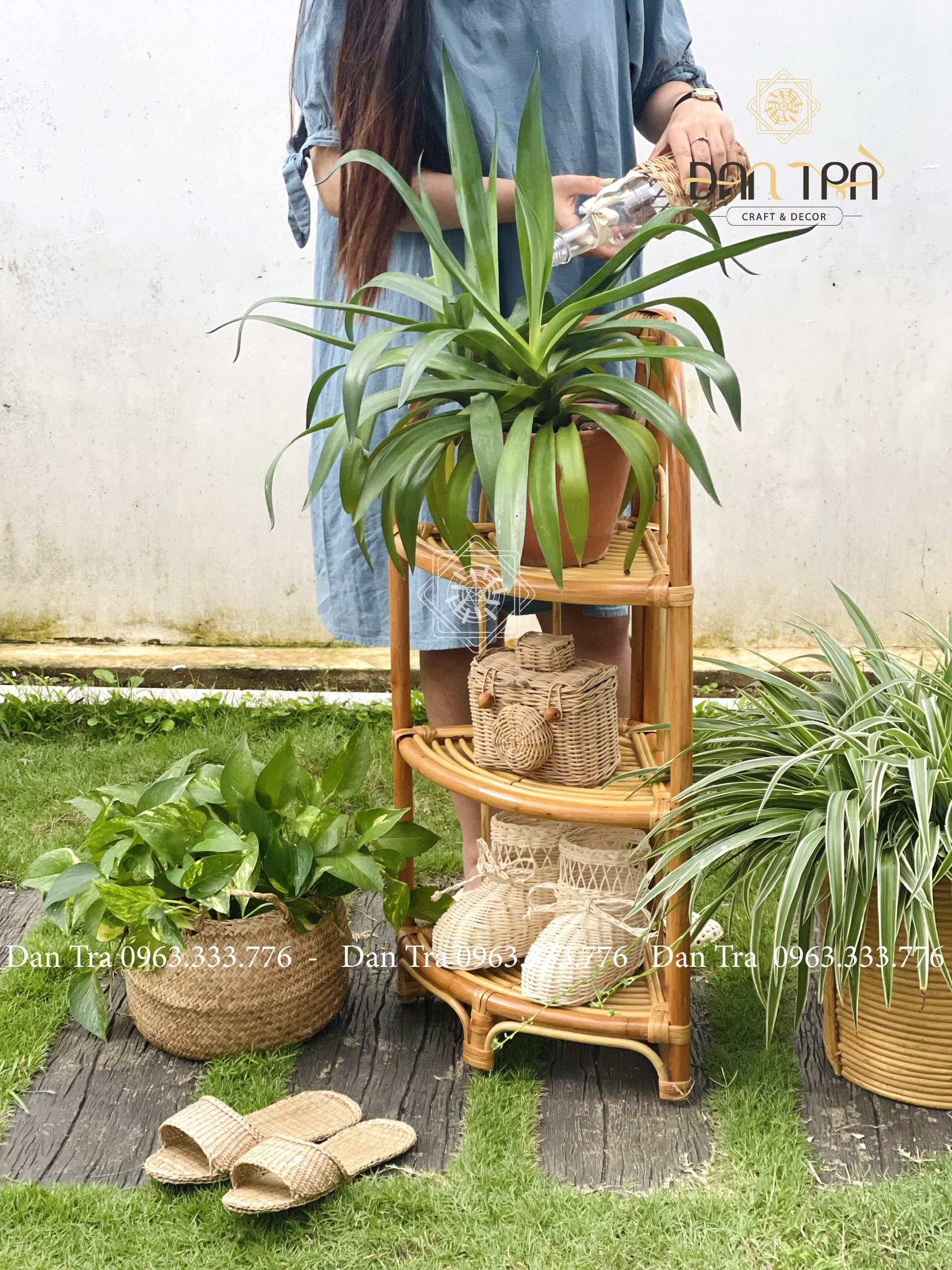 Kệ Mây Góc Trang Trí, Kệ Mây Decor Phòng Khách, Kệ Tủ Đựng Giày Dép ĐAN TRÀ