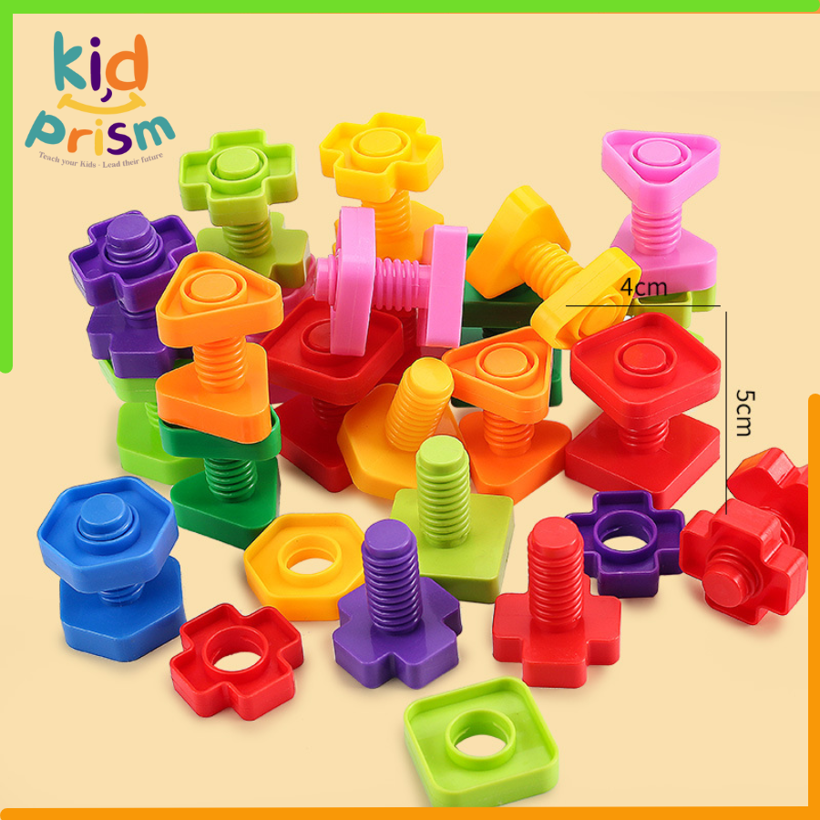 Set Bu Lông Ốc Vít - Đồ Chơi luyện tay Bằng Nhựa siêu thú vị Cho Bé - Giáo cụ Montessori