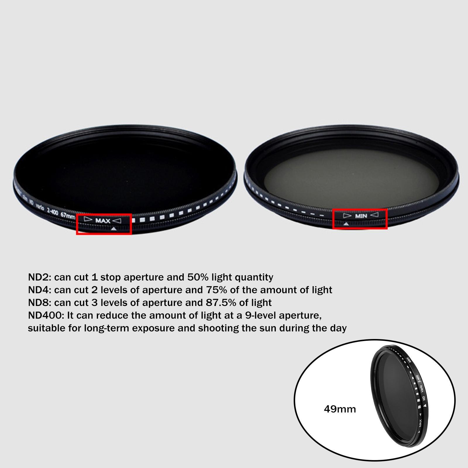 2 Pieces ND2 to ND400 Slim Fader Variable Adjustable ND Filter Optical Glass