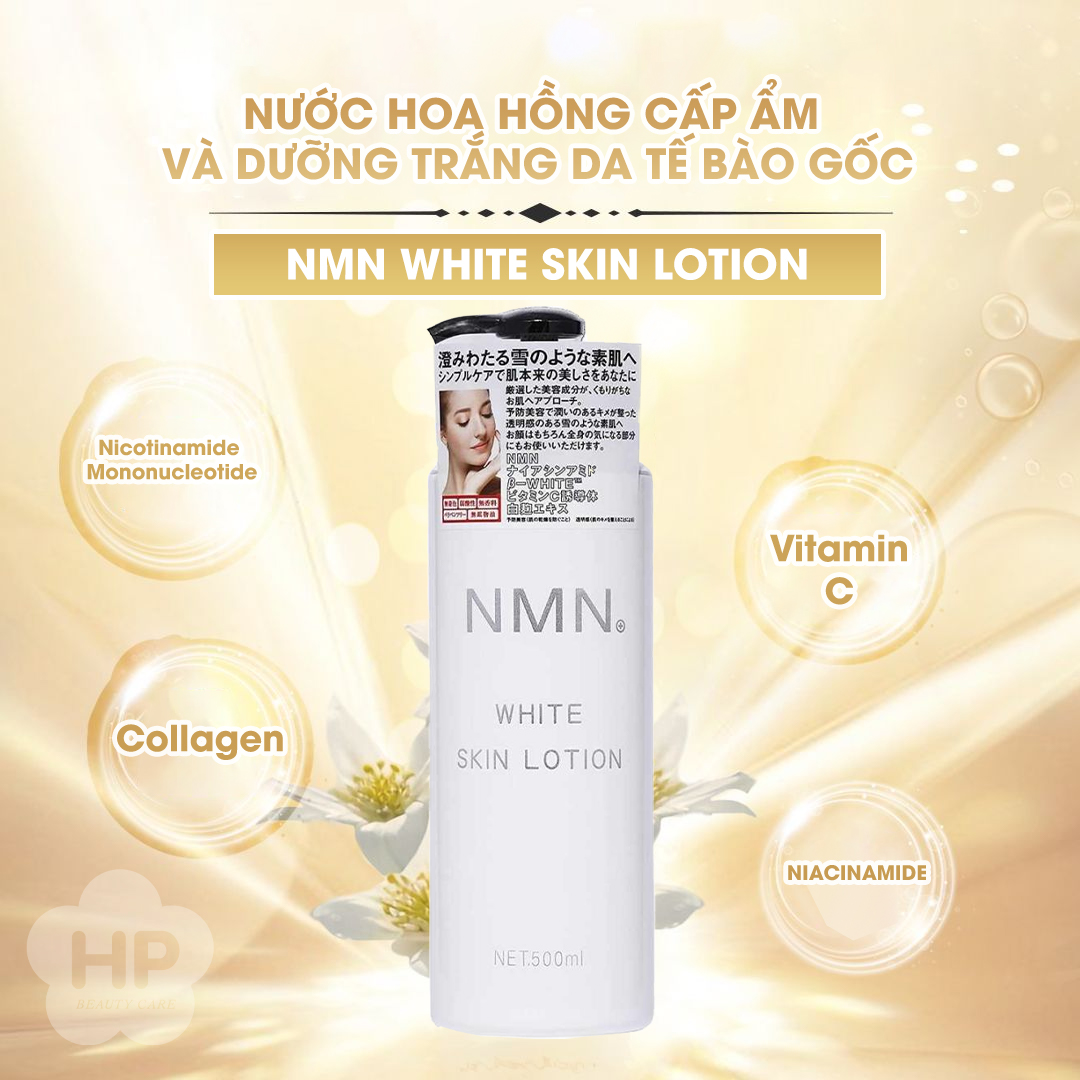 Nước Hoa Hồng Cấp Ẩm Và Dưỡng Trắng Da Tế Bào Gốc NMN White Skin Lotion 500ml