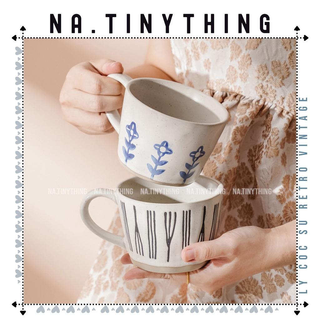 Ly sứ cao cấp, cốc sứ có quai phong cách Retro Vintage NA0059