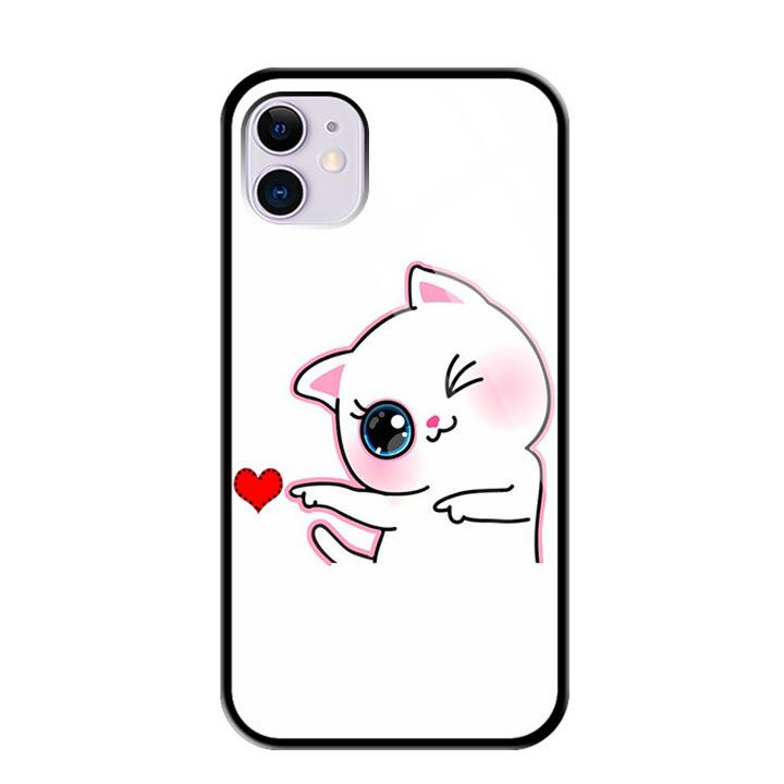 Ốp lưng kính cường lực cho điện thoại Iphone 11 - 0030 CAT06 - Hàng Chính Hãng