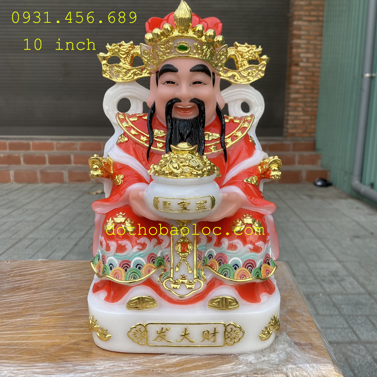 Tượng Thần Kim T.iền chiều Tài Lộc cao 10 inch - 24cm