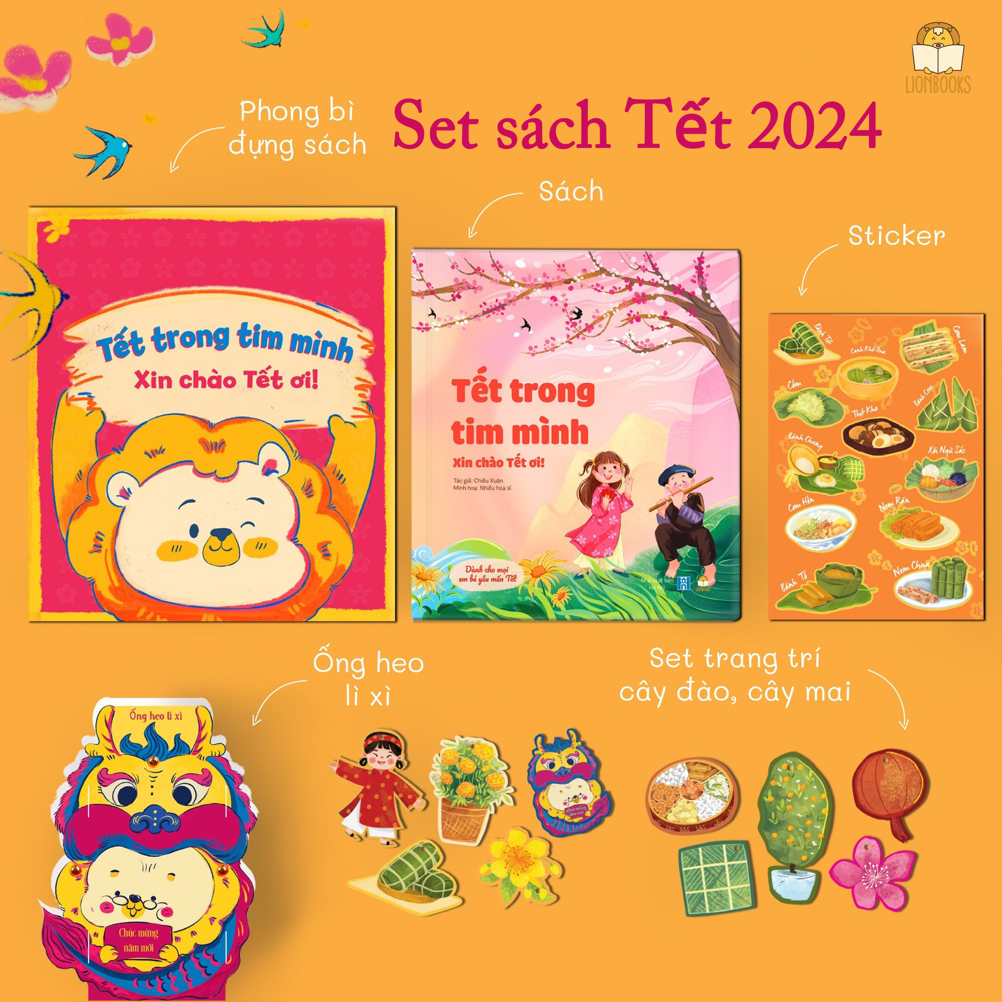 Set sách Tết Trong Tim Mình - Xin Chào Tết Ơi 2024 (1 cuốn Bìa mềm kèm Phong bì và Set quà tặng)