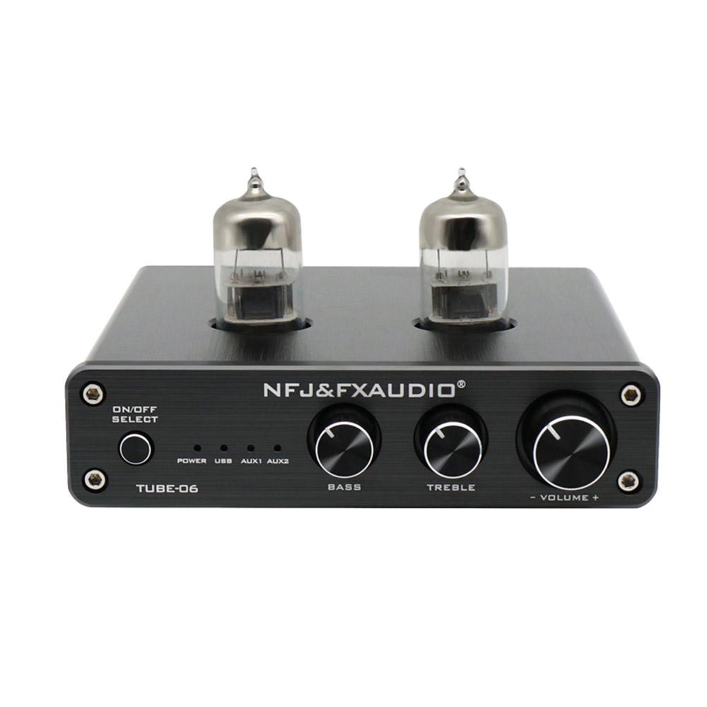 FX-AUDIO TUBE-06 Tube Preamplifier Home Audio Tube 6N3 Pre Amplifier Input PC-USB AUX Bass&Treble Adjustment DC12V/1A