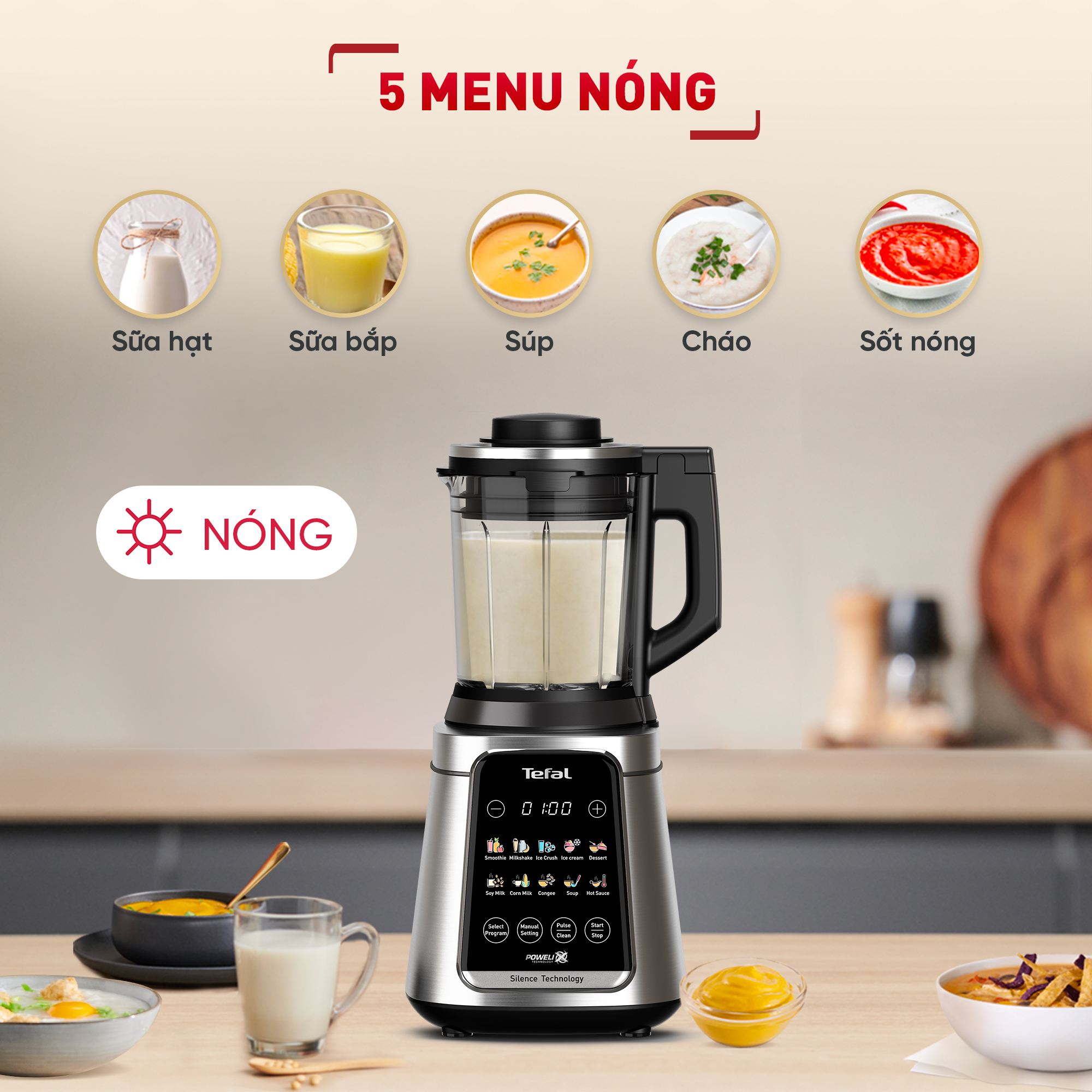 Máy làm sữa hạt, xay nấu đa năng chống ồn Tefal -  BL98SC66 2000W - Hàng chính hãng