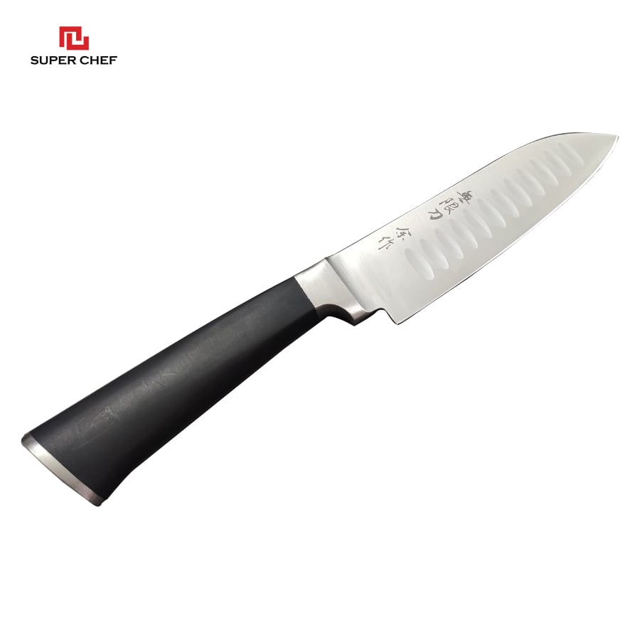 Dao Bếp Chống Dính Ngắn Santoku Chính Hãng Super Chef Công Nghệ Nhật Siêu Sắc Bén, Lâu Cùn, Lưỡi Thép Cao Cấp Không Gỉ Sét , An Toàn Sức Khỏe Siêu Tiện Lợi