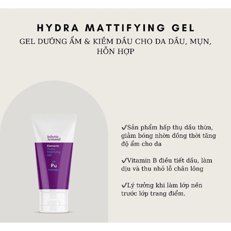 GEL DƯỠNG ẨM &amp; KIỀM DẦU CHO DA DẦU, MỤN, HỖN HỢP HY DRA MAT TIFY ING GEL - Ju liet te Ar mand 519PU