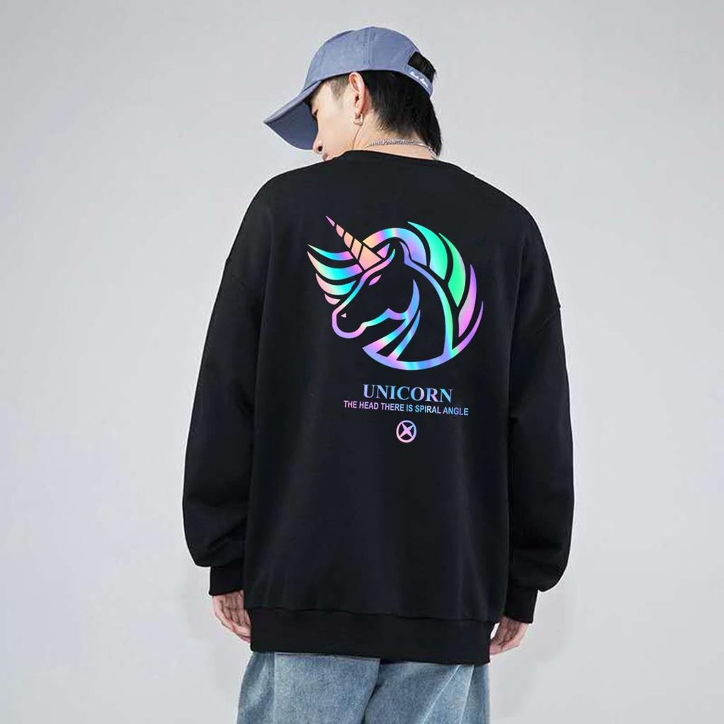 Áo Sweater Unicorn Rainbow Phản Quang 7 Màu, Aó Nỉ Dài Tay Nam Nữ Cá Tính Unisex Form Rộng