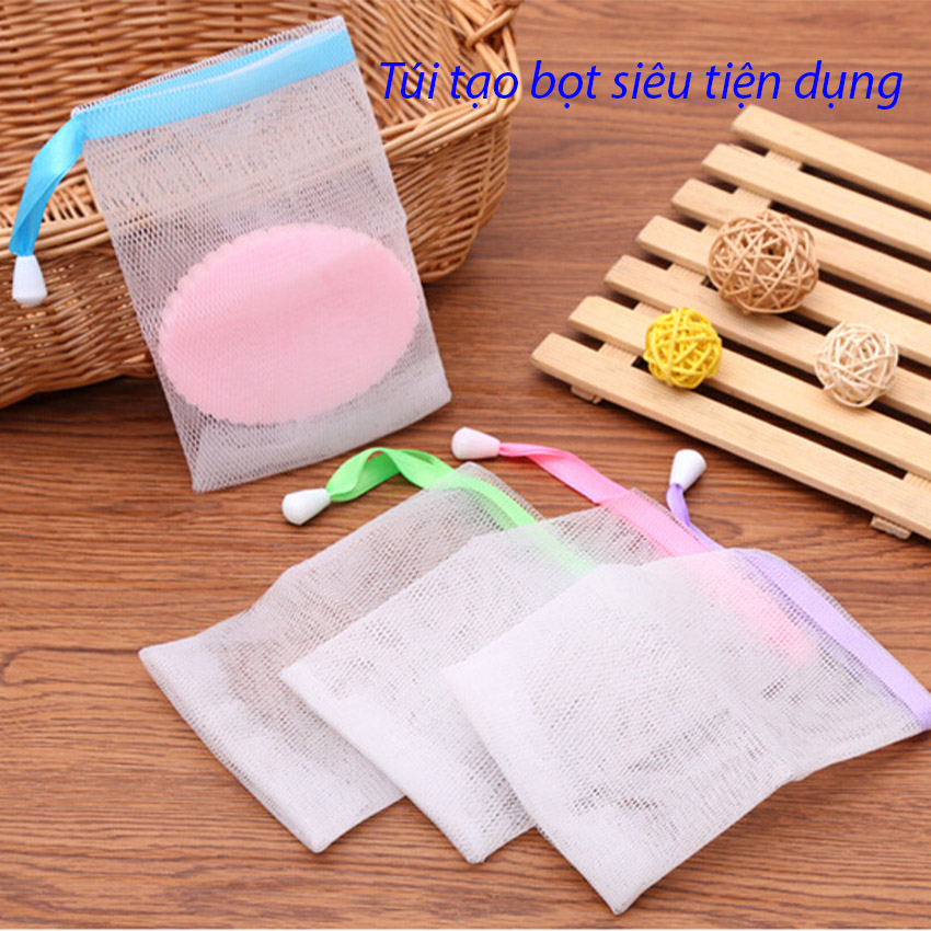 Túi Lưới Đựng Xà Bông Tạo Bọt Thần Thánh Dày 2 Lớp Có Dây Treo Siêu Đẹp, Siêu Tiện Dụng - Organicmarket