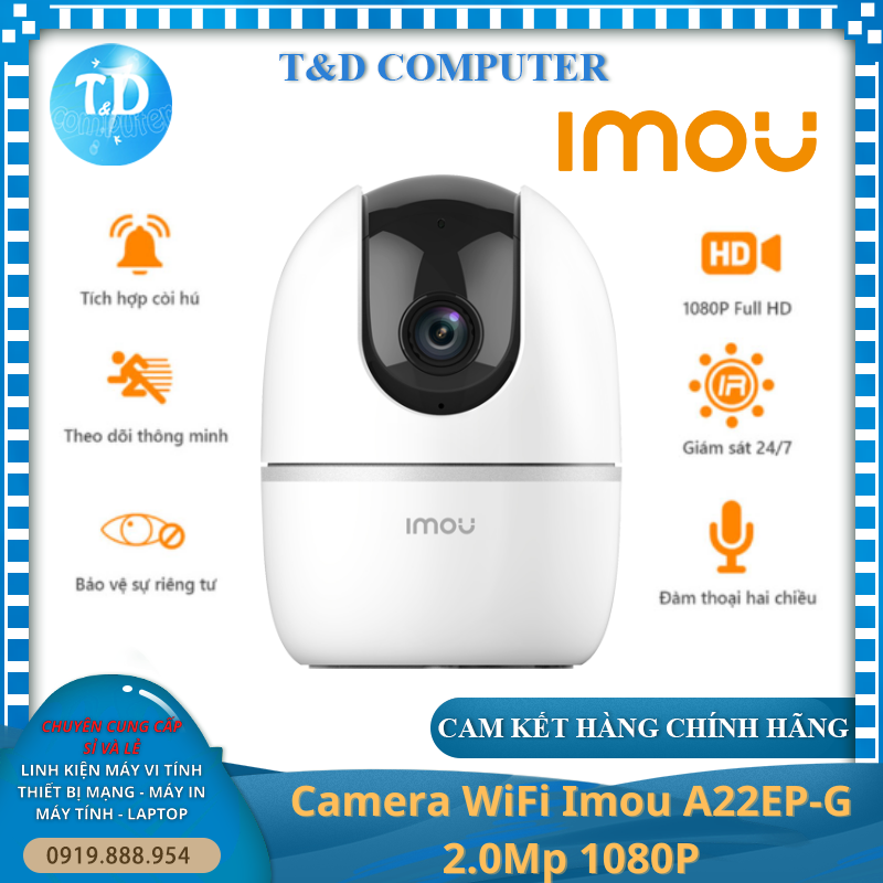 Camera WiFi Imou A22EP-G 2.0Mp 1080P (Không thẻ nhớ) Đàm thoại 2 chiều Quan sát ngày đêm - Hàng chính hãng FPT phân phối