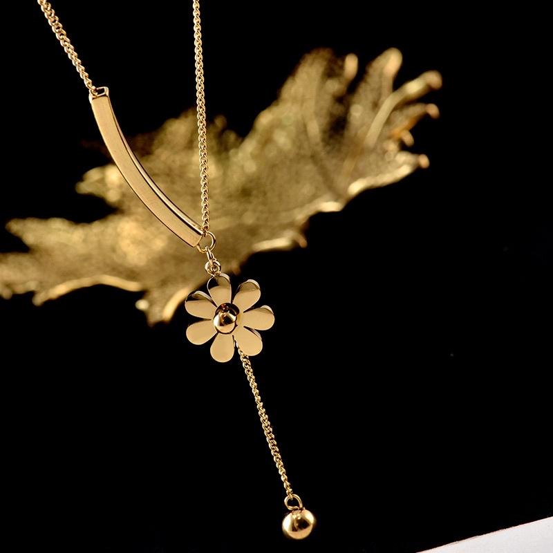 N22 Dây Chuyền Vòng Cổ Dài Hoa Cúc Vàng Gold Đẹp