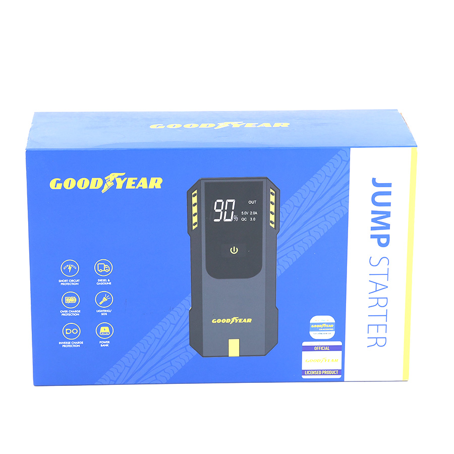 Bộ Kích Bình Cho Xe Hơi 670A GOODYEAR GY-5a358 Đa Chức Năng Sạc Dự Phòng 12000mAh Đèn LED Khẩn Cấp - Nhập Khẩu Chính Hãng